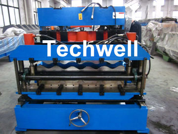 Step Tile Color Steel Roll Forming Machine , Galvanized Coil Wave Tiles Making Machine